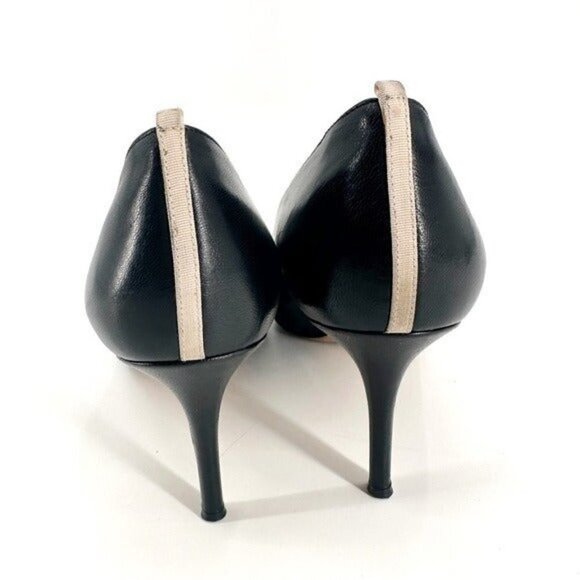 SJP Fawn Sarah Jessica Parker Black Pointed Toe Leather Classic Pump 9 Heels - Picture 4 of 8